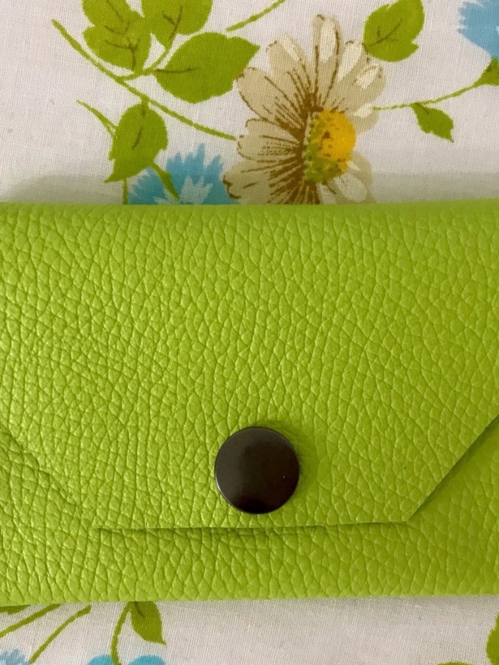 Handmade Genuine Lime 🍋‍🟩 Green Leather Envelope Wallet Cardholder